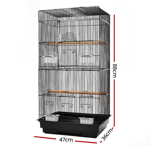 i.Pet Medium Bird Cage with Perch - 88cm Black