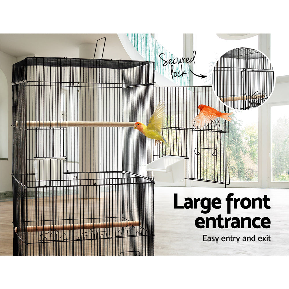 i.Pet Medium Bird Cage with Perch - 88cm Black