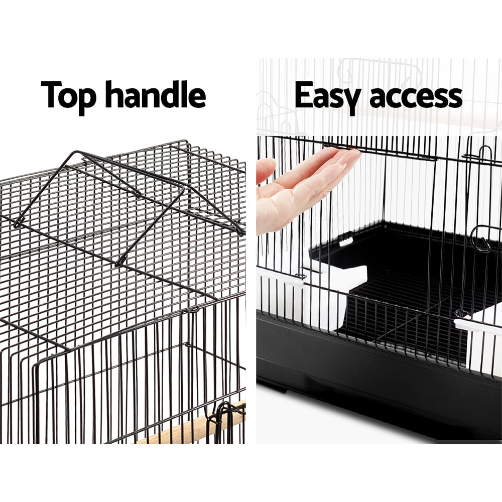 i.Pet Medium Bird Cage with Perch - 88cm Black