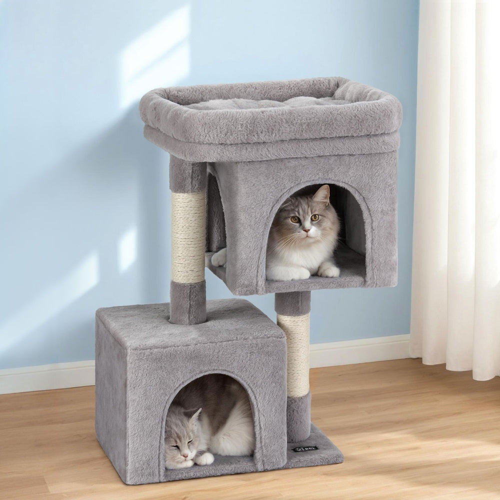 i.Pet Cat Tree 67cm Tower Scratching Post Trees Scratcher Condo House Light Grey