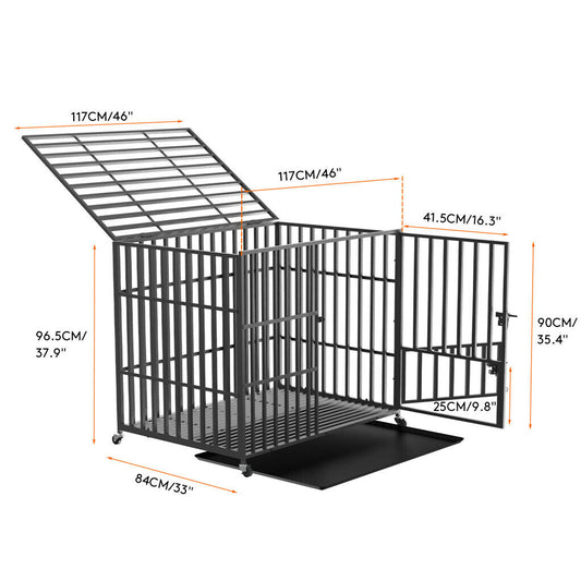 46 XXL Heavy Duty Dog Cage Jumbo Large Pet Kennel on Wheels
