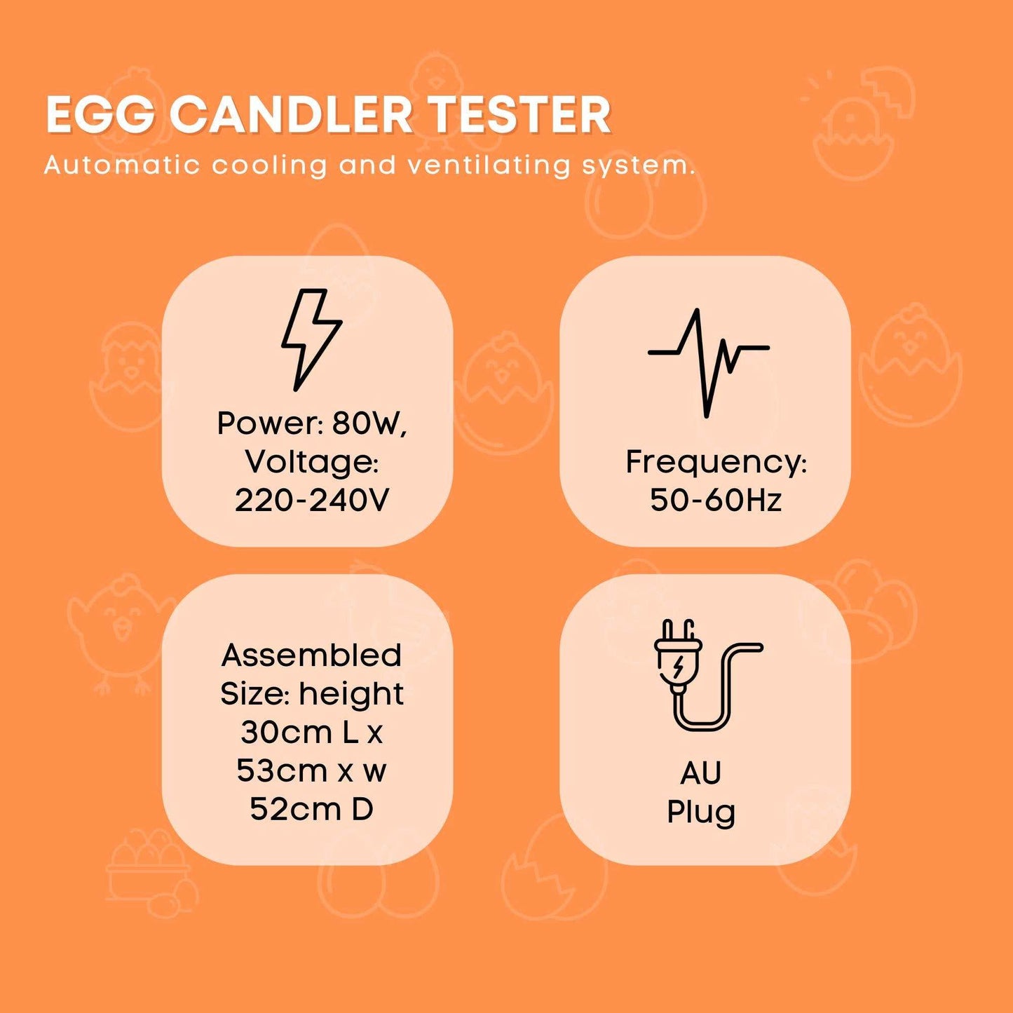 Electric 48 Egg Incubator + Accessories Hatching Eggs Chicken Quail Duck