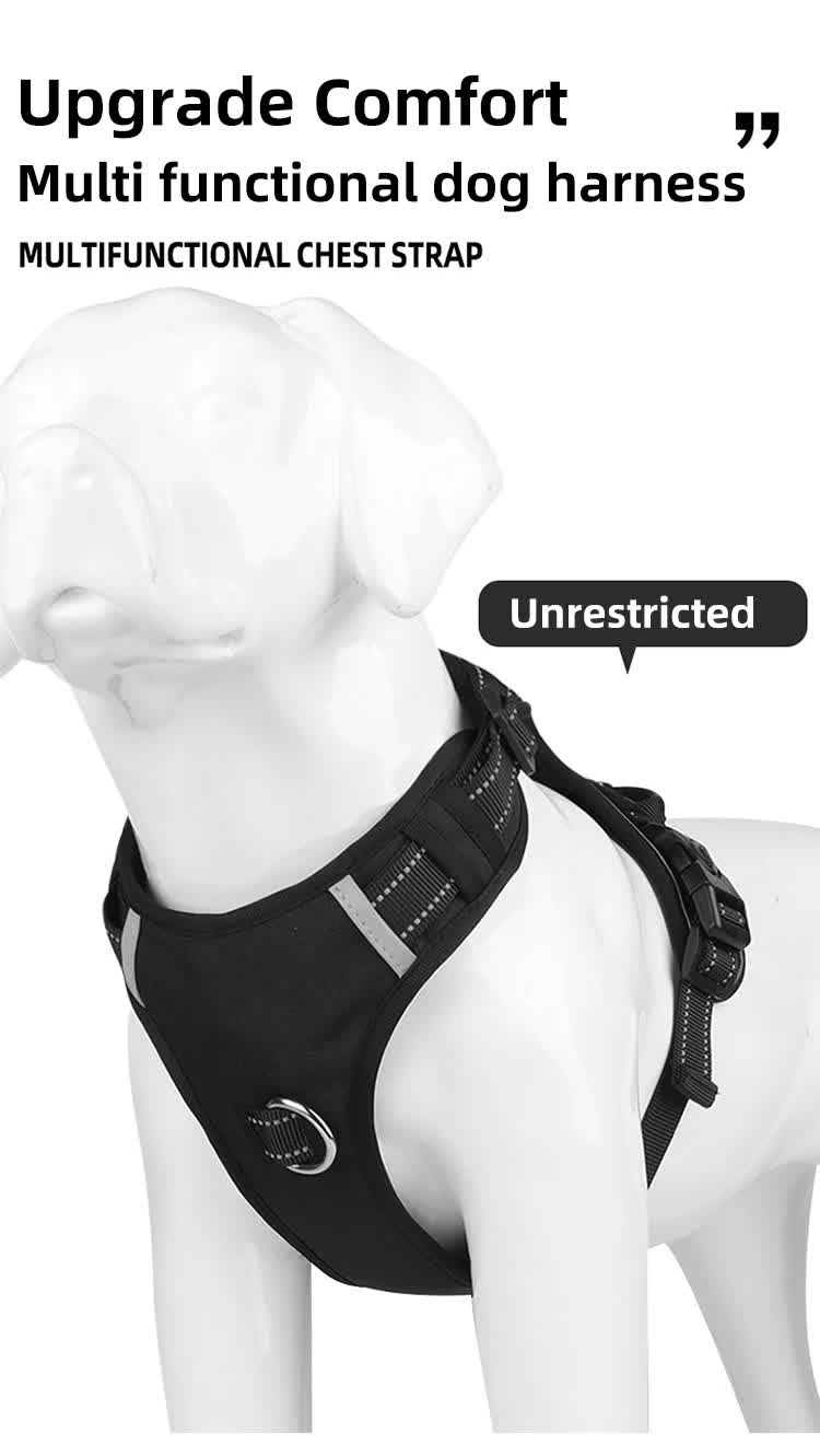 Size L Red Reflective No-Pull Dog Harness - Adjustable & Durable for Large Breeds, Anti-Escape Design