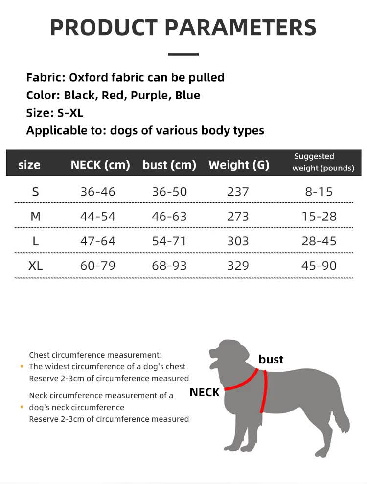 Size L Red Reflective No-Pull Dog Harness - Adjustable & Durable for Large Breeds, Anti-Escape Design