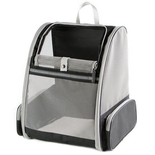 Black Foldable Pet Carrier Backpack - Breathable Mesh Travel Bag for Cats & Small Dogs