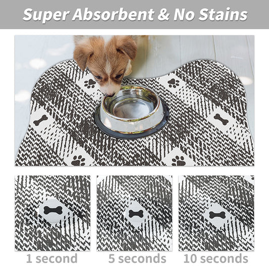Green And White Pet Feeding Mat 35x50cm - Anti-Slip, Durable Diatom Mud Mat for Dogs and Cats, Easy to Clean
