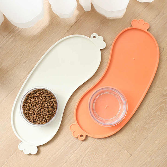 Green Non-Slip Pet Feeding Mat - Waterproof Dog & Cat Food Bowl Placemat with Raised Edges