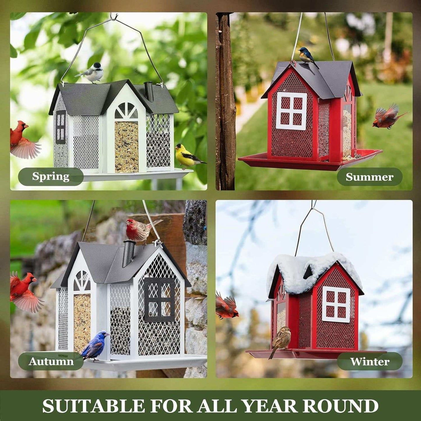 Charming House-Shaped Hanging Bird Feeder - Durable Metal Design for Wild Birds(purple)