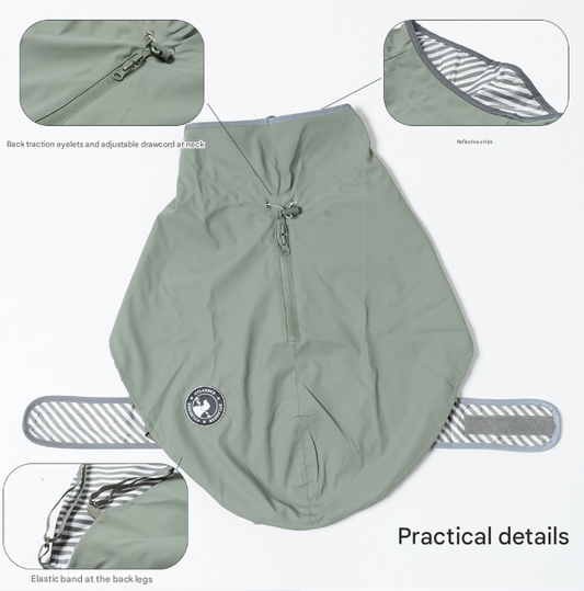 65# Yellow Waterproof Reflective Dog Raincoat for Small to Large Dogs