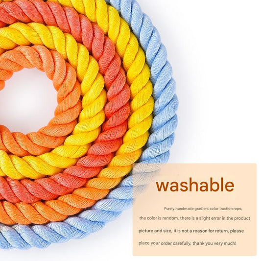 Handmade Rope Dog Collar and Leash Set - Colorful Woven Cotton Cotton (Dark Gray - Size S)