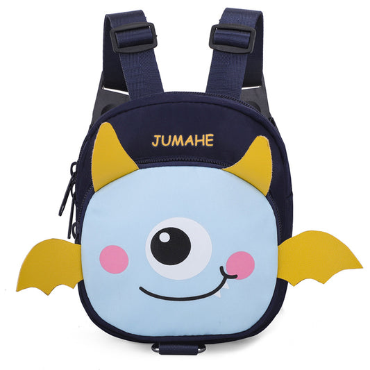 Dark Blue Adorable Monster Pet Backpack Harness - Small Dog & Cat Treat Pouch with Poop Bag Dispenser