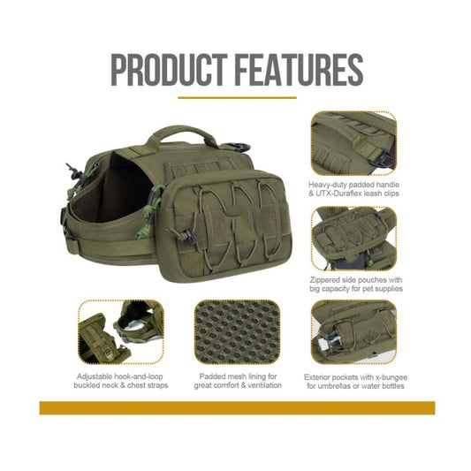 Black Durable Dog Saddle Bag Harness for Outdoor Adventures