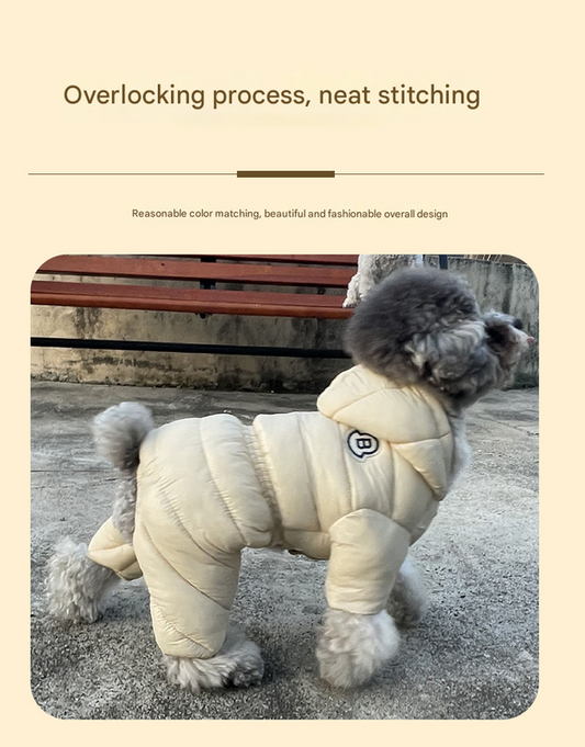 Turmeric Warm Puffer Dog Coat - Waterproof Four-Legged Winter Jumpsuit for Small Dogs