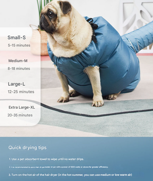 Portable Pet Grooming Dryer Bag - Hands-Free Quick-Drying Coat for Dogs & Cats After Bath(Size XL)