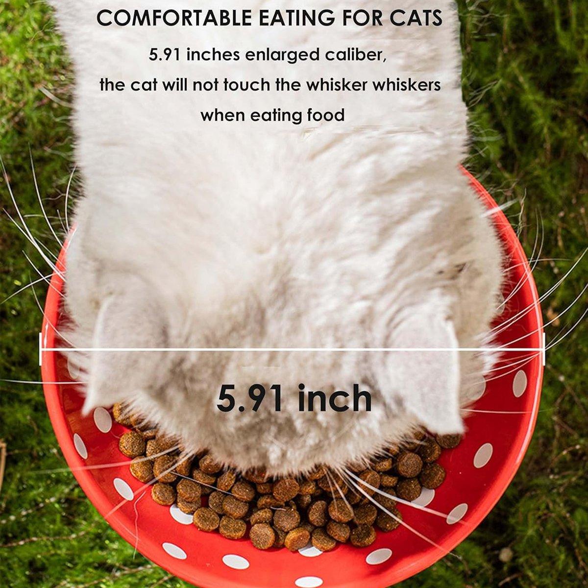 Pet Elevated Mushroom Bowl Ceramic Cat Dog Bowl Dish Food Feeder Raised Cat Bowl - Yellow