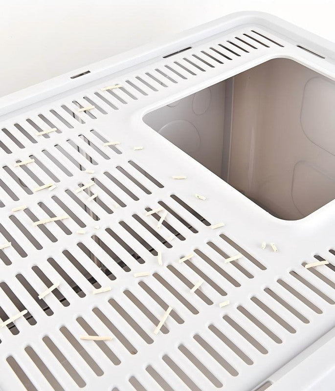 Foldable Cat Litter Box with Pull-Out Tray -Easy Cleaning and Anti-Splash Design  Pink 51*41*38cm