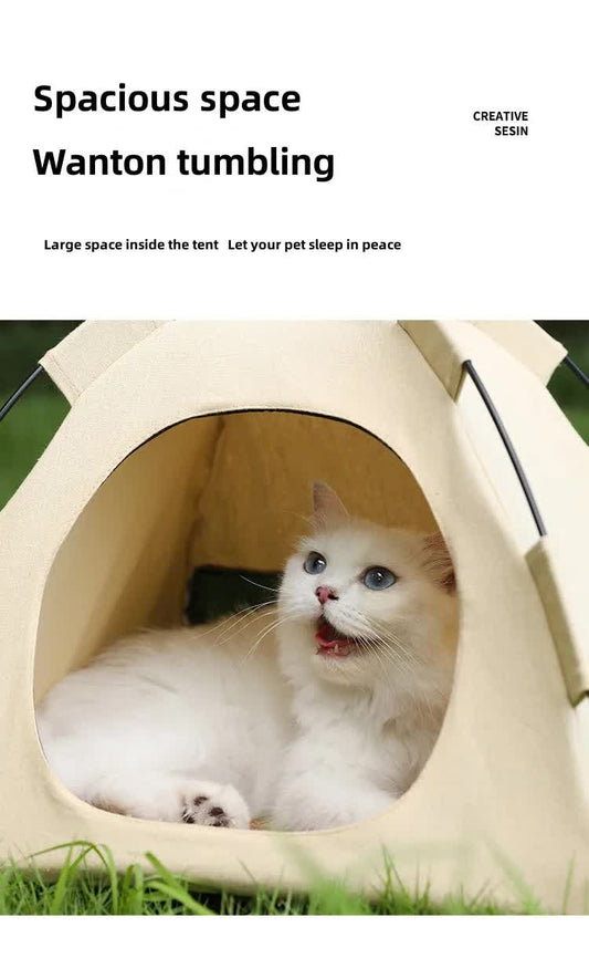 Outdoor Cat House,Pet Tent -Windproof and Dustproof Shelter for Small Pets, Pink, Size: M 40*40*37cm