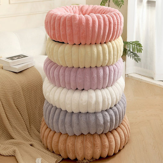 Pink Plush Pet Bed - 40cm Round Dog & Cat Mat, Cozy PP Cotton Filled, Comfortable Pet Supplies