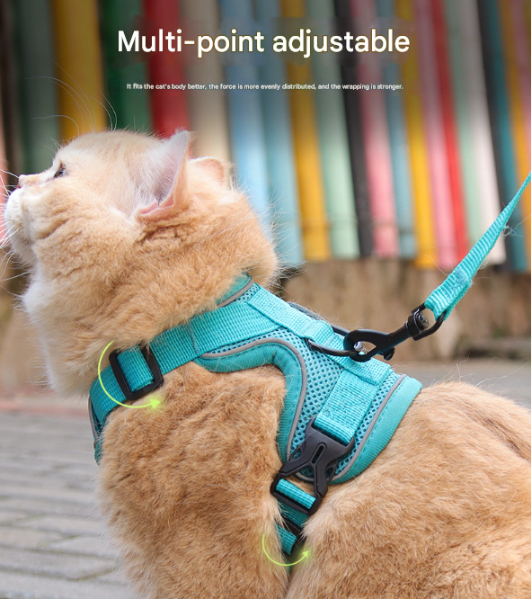 Grey Reflective Mesh Dog Harness and Leash Set - Adjustable No-Pull Vest - L