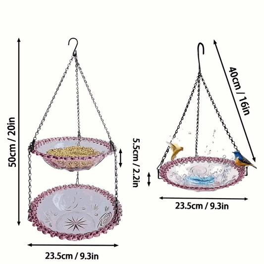 Blue Easy Clean Hanging Bird Feeder - Double Layer Durable Plastic Design for Patios