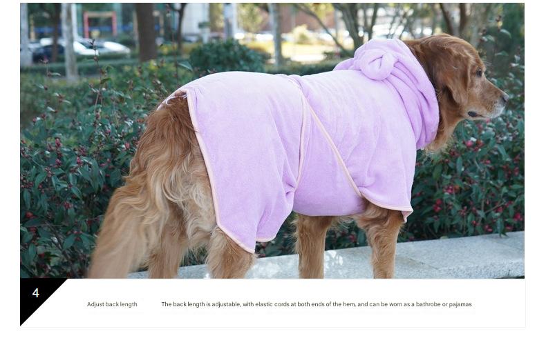 Green Hooded Dog Bathrobe - Super Absorbent, Adjustable Fit, Cozy Pet Towel (Size : L)