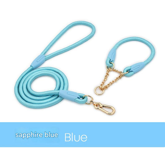 Blue Durable Nylon P-Collar Dog Training Set - Heavy Duty Leash & Martingale Collar (Size : XL)
