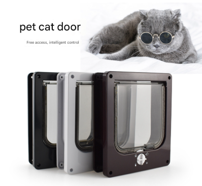 Size L White 4-Way Locking Pet Flap Door for Cats and Small Dogs - Weatherproof Magnetic Cat Door