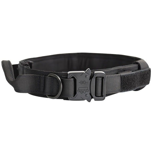 M Black Tactical Dog Collar - Heavy Duty Nylon Pet Collar for Medium & Large Dogs, Adjustable (3.8cm Width)