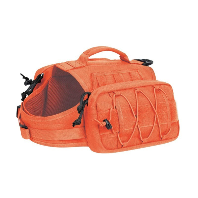 Orange Durable Dog Saddle Bag Harness for Outdoor Adventures